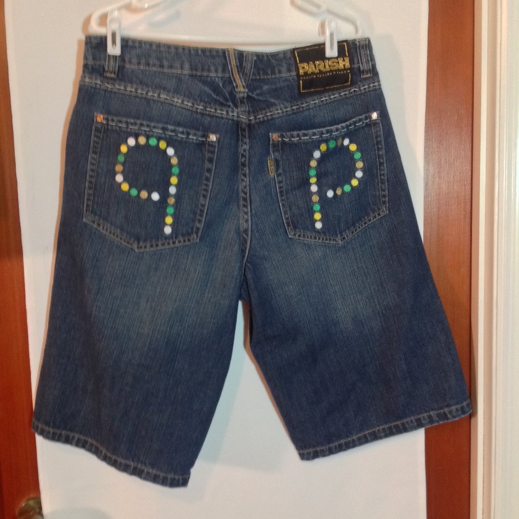 Parish 1990s Hip Hop Bling Embroidered Shorts